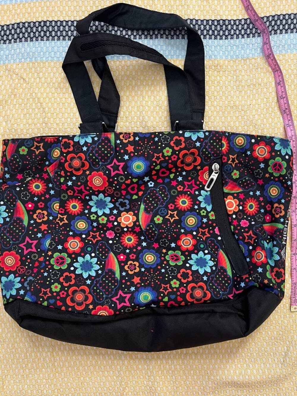 High Sierra Floral Rainbow Travel Tote Bag Water Bottle Pocket Multi Pocket